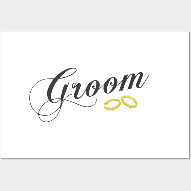 Simple and Elegant Groom Calligraphy with Wedding Rings Wall Art by Jasmine Anderson